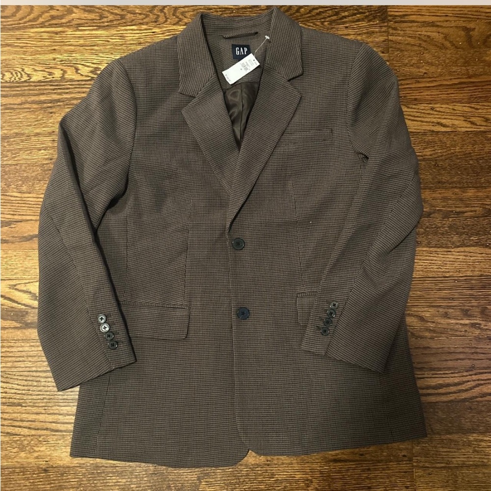 GAP Houndstooth Blazer in Brown